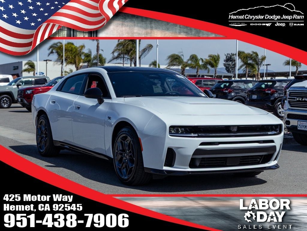 2026 Dodge Charger R/T Blacktop 4-door AWD in Bright White Clearcoat — front three-quarter view