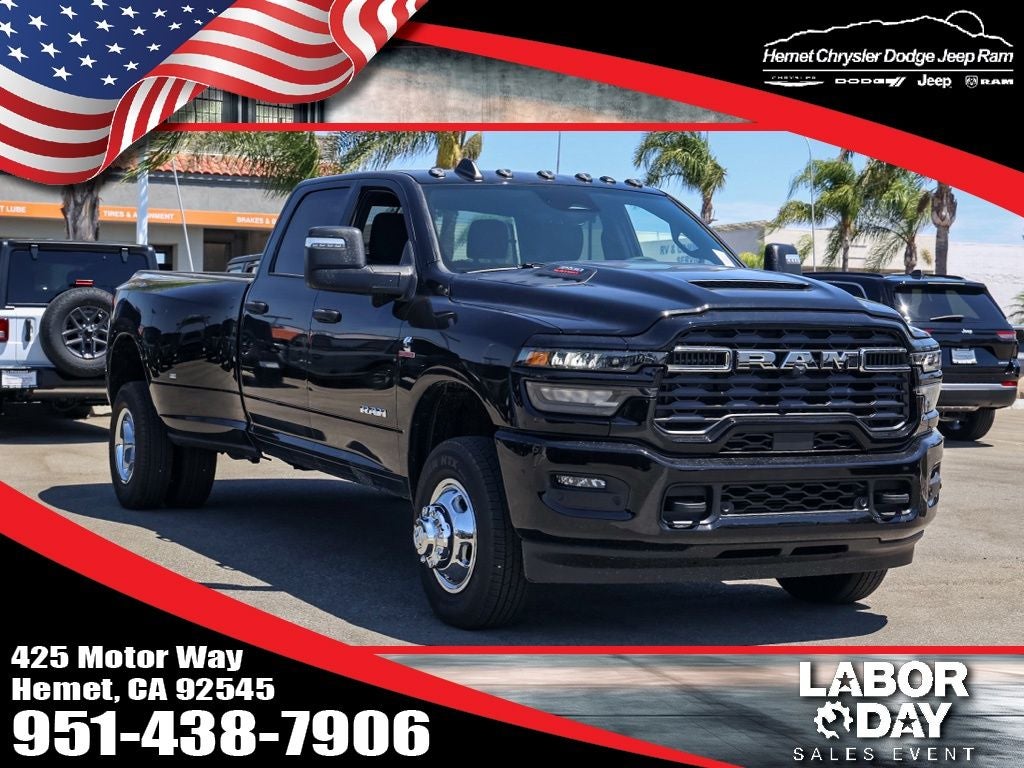 2026 RAM 3500 Big Horn in Diamond Black Crystal Pearlcoat — front three-quarter view