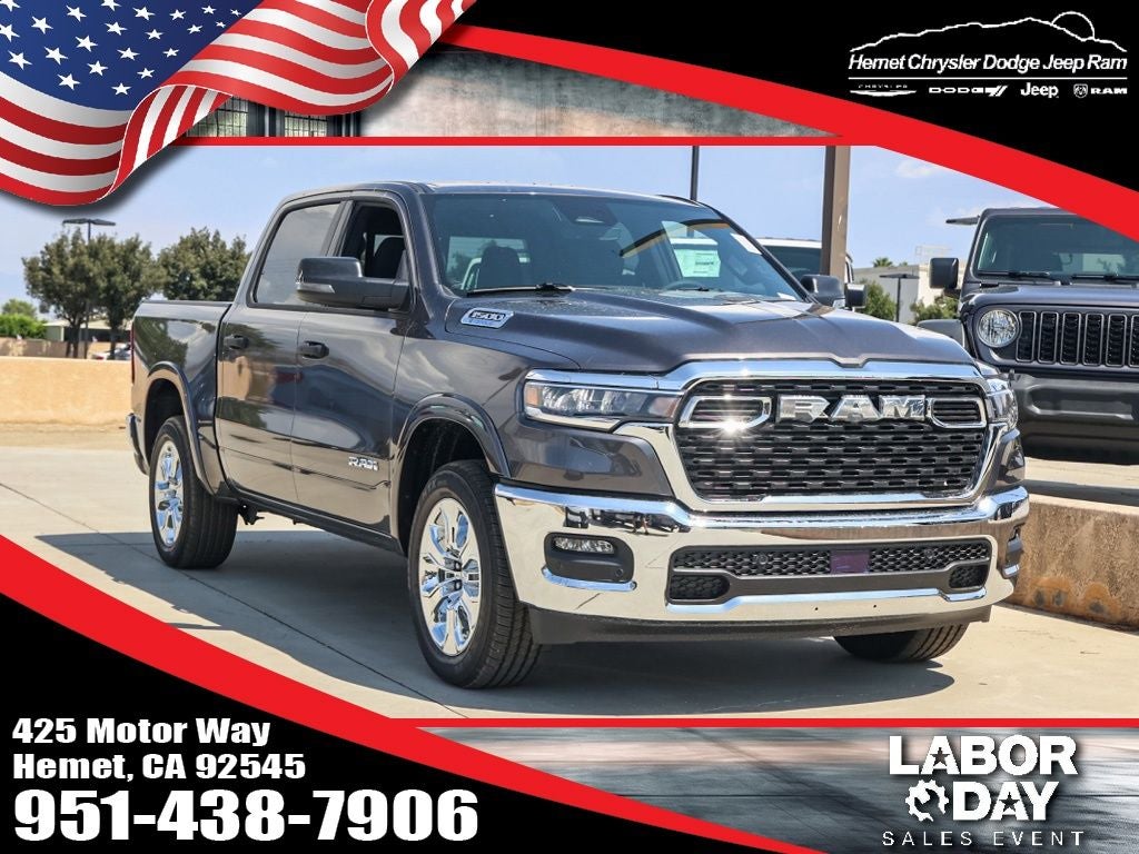 2026 RAM 1500 Big Horn/Lone Star in Granite Crystal Metallic Clearcoat — front three-quarter view