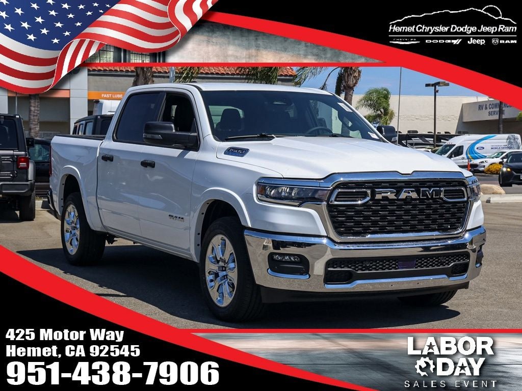 2026 RAM 1500 Big Horn/Lone Star in Bright White Clearcoat — front three-quarter view