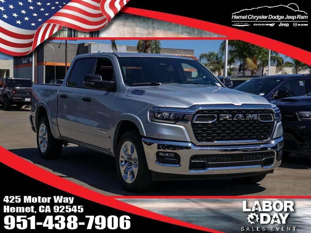 2026 RAM 1500 Big Horn/Lone Star in Silver Zynith — front three-quarter view