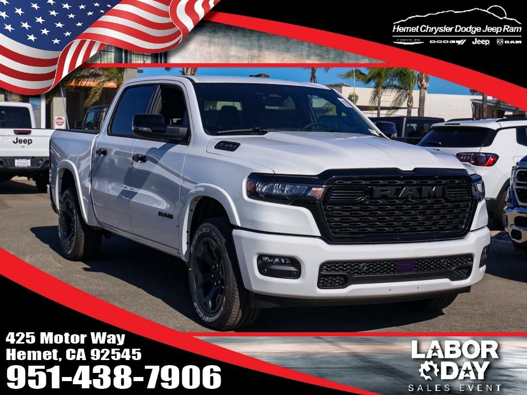 2026 RAM 1500 Big Horn Night Edition in Bright White Clearcoat — front three-quarter view