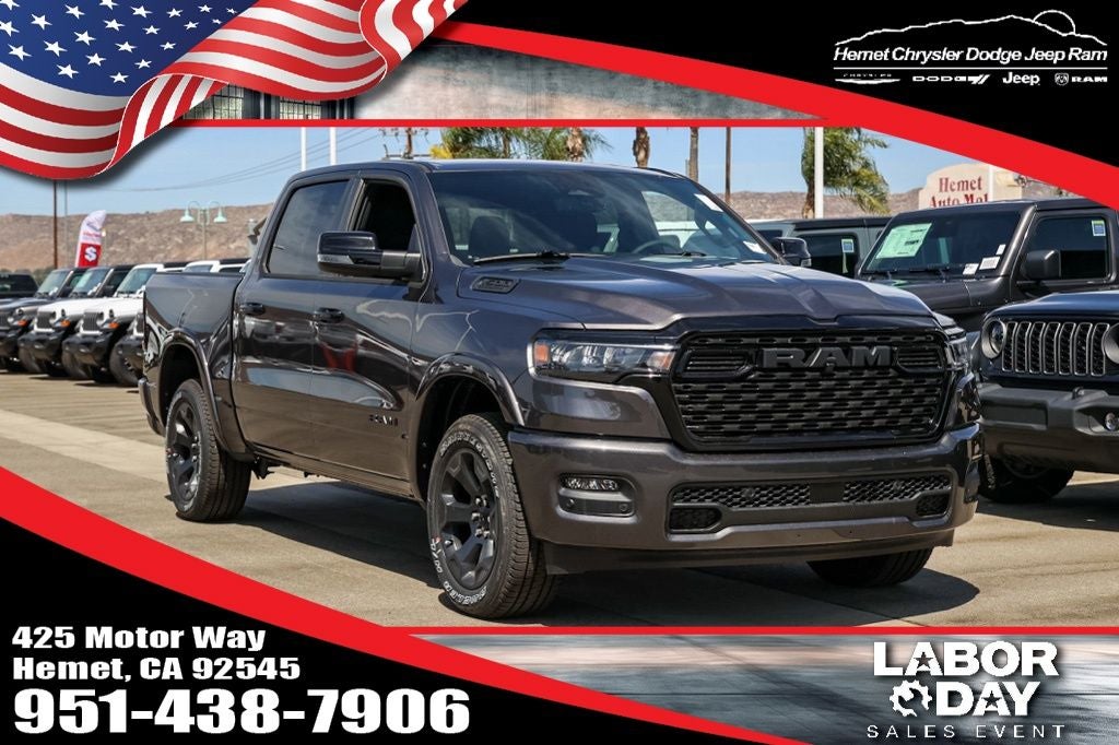 2026 RAM 1500 Big Horn Night Edition in Granite Crystal Metallic Clearcoat — front three-quarter view