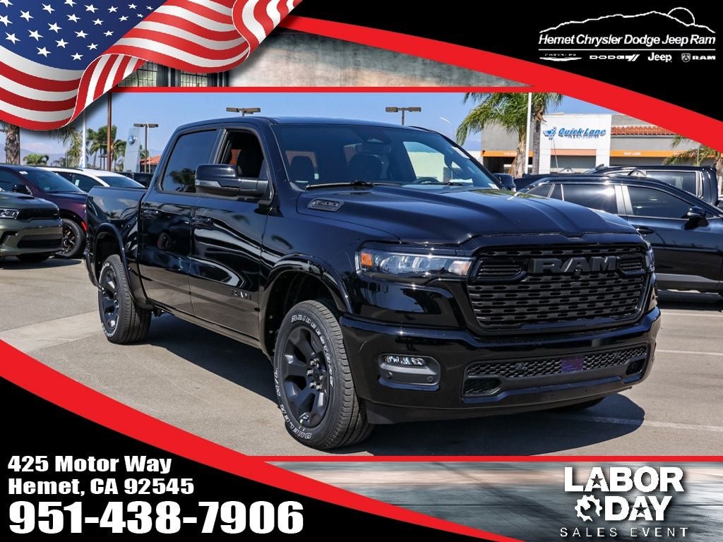 2026 RAM 1500 Big Horn Night Edition in Diamond Black Crystal Pearlcoat — front three-quarter view